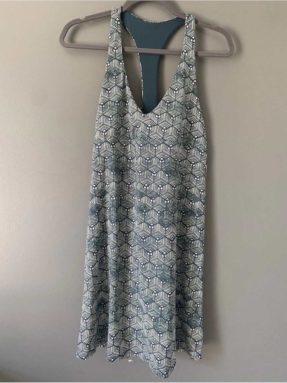 Carve Designs Geometric Print Racerback Sundress in Teal and White